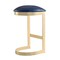 Manhattan Comfort Aura Bar Stool in Blue and Polished Brass (Set of 2) 2-BS006-BL - alternate 4